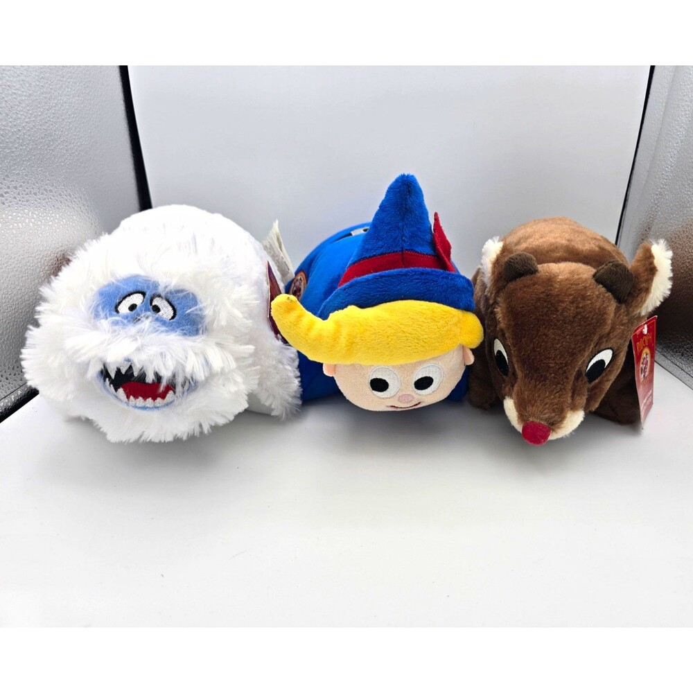 Rudolph 50th Anniversary Pillow Plush Lot of 3 Rudolph & Bumble NWT, Hermey Elf